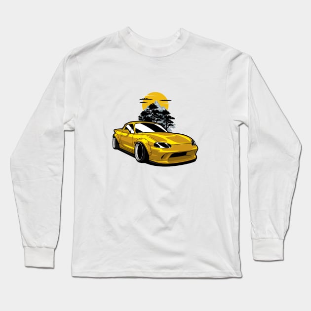 Yellow MX5 Miata JDM Long Sleeve T-Shirt by KaroCars